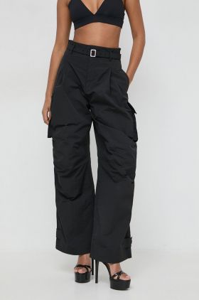 Miss Sixty pantaloni femei, culoarea negru, lat, high waist