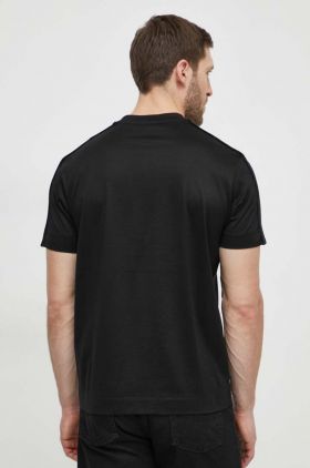 Emporio Armani tricou barbati, culoarea negru, neted