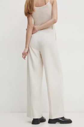 Answear Lab pantaloni femei, culoarea bej, drept, high waist