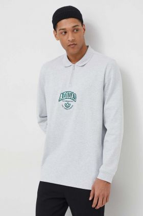 adidas Originals hanorac de bumbac bărbați, culoarea gri, cu imprimeu  IS0241