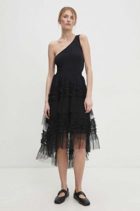Answear Lab fusta culoarea negru, midi, evazati