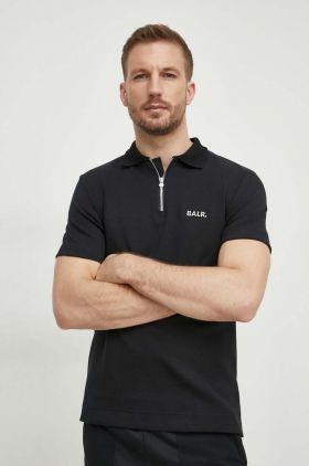 BALR. tricou polo barbati, culoarea negru, cu imprimeu