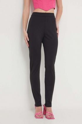 Chiara Ferragni pantaloni femei, culoarea negru, mulata, high waist