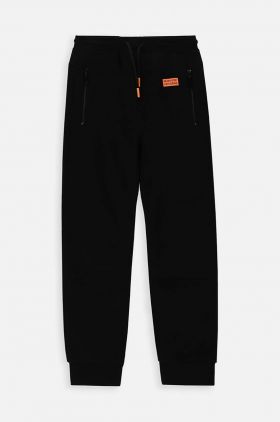 Coccodrillo pantaloni de trening din bumbac pentru copii culoarea negru, neted