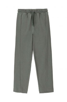 Coccodrillo pantaloni de trening din bumbac pentru copii culoarea verde, neted