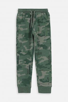 Coccodrillo pantaloni de trening din bumbac pentru copii culoarea verde, neted