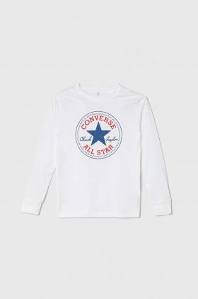 Converse longsleeve din bumbac culoarea alb, cu imprimeu