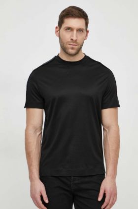 Emporio Armani tricou barbati, culoarea negru, neted