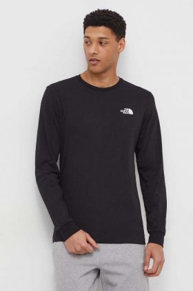 The North Face longsleeve din bumbac culoarea negru, cu imprimeu