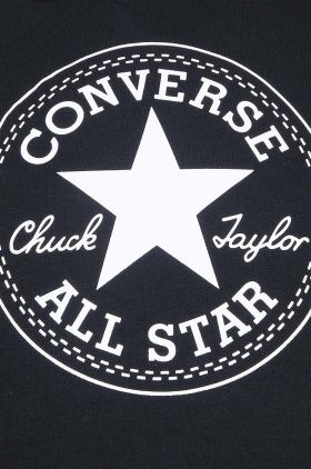 Converse bluza copii culoarea negru, cu glugă, cu imprimeu