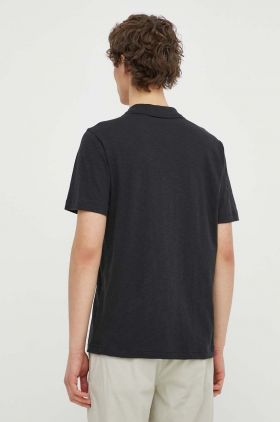 Theory polo de bumbac culoarea negru, neted