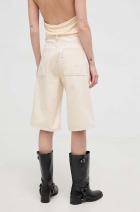 Won Hundred pantaloni scurți din bumbac culoarea bej, uni, high waist 2891-15147