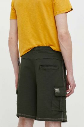 Superdry pantaloni scurti din bumbac culoarea verde