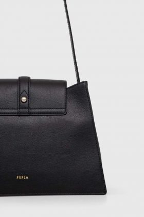 Furla poseta de piele culoarea negru