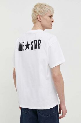 Converse tricou din bumbac barbati, culoarea alb, cu imprimeu