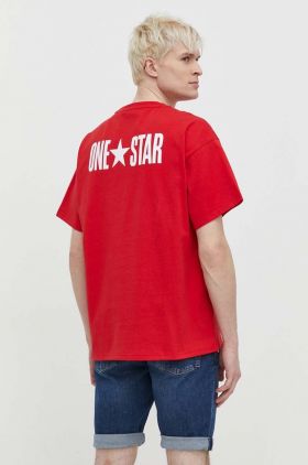 Converse tricou din bumbac barbati, culoarea rosu, cu imprimeu