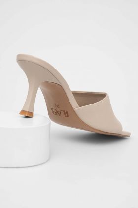 Answear Lab slapi de piele femei, culoarea gri, cu toc cui