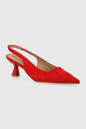 Answear Lab pantofi cu toc culoarea rosu