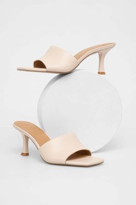 Answear Lab slapi de piele femei, culoarea bej, cu toc cui