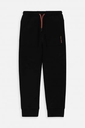 Coccodrillo pantaloni de trening din bumbac pentru copii culoarea negru, neted