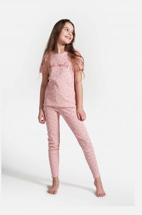 Coccodrillo pijamale de bumbac pentru copii culoarea roz, modelator