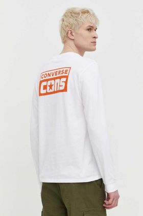 Converse longsleeve din bumbac culoarea alb, cu imprimeu