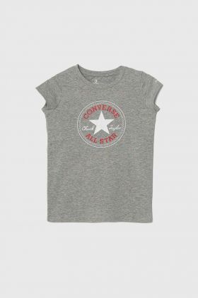 Converse tricou de bumbac pentru copii culoarea gri