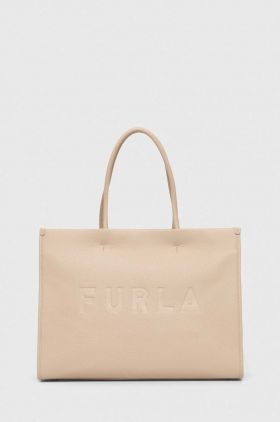 Furla poseta de piele culoarea bej