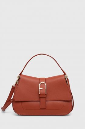 Furla poseta de piele culoarea portocaliu