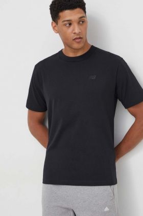 New Balance tricou din bumbac barbati, culoarea negru, cu imprimeu