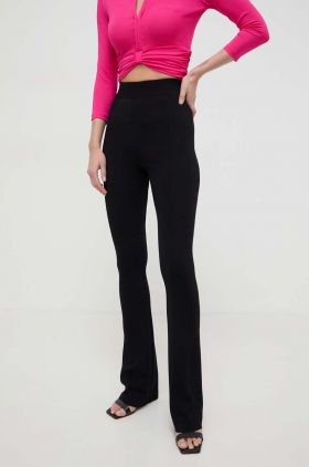 Silvian Heach pantaloni femei, culoarea negru, evazati, high waist