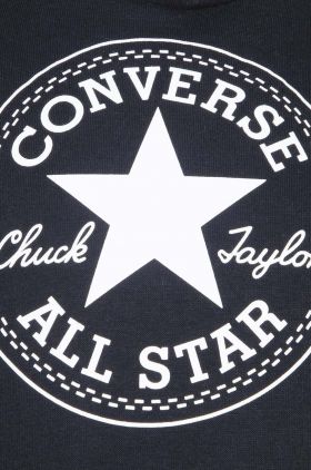 Converse bluza copii culoarea negru, cu glugă, cu imprimeu