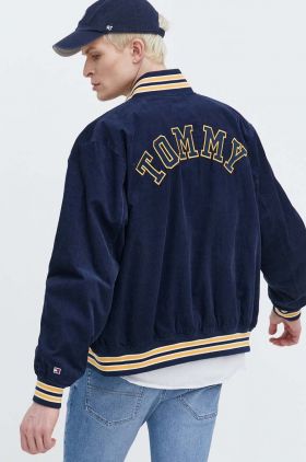 Tommy Jeans jachetă bomber din catifea Archive Games culoarea bleumarin, de tranziție DM0DM19535