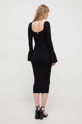 Blugirl Blumarine rochie culoarea negru, midi, mulată RA4011.MA55N