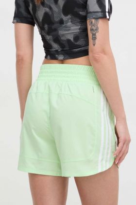 adidas Performance pantaloni scurți de antrenament Pacer culoarea verde, cu imprimeu, high waist  IT7763