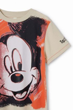 Desigual tricou de bumbac pentru copii x Mickey culoarea alb, cu imprimeu