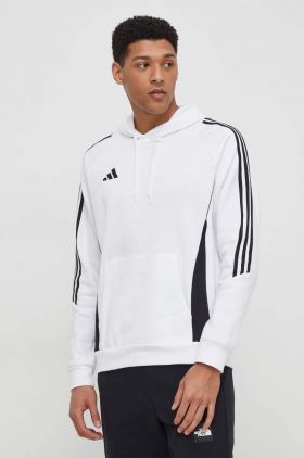 adidas Performance bluză trening Tiro 24 culoarea alb, cu glugă, cu imprimeu  IR7547