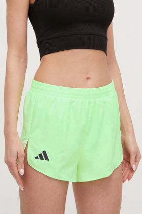 adidas Performance pantaloni scurți de alergare Adizero culoarea verde, uni, medium waist IN8710