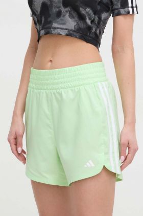 adidas Performance pantaloni scurți de antrenament Pacer culoarea verde, cu imprimeu, high waist  IT7763