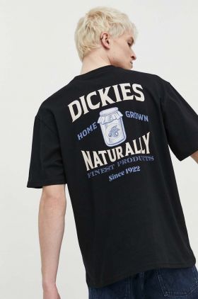 Dickies tricou din bumbac ELLISTON TEE SS barbati, culoarea negru, cu imprimeu, DK0A4YRM