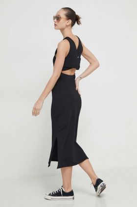 Roxy rochie culoarea negru, midi, mulată RJKD03442