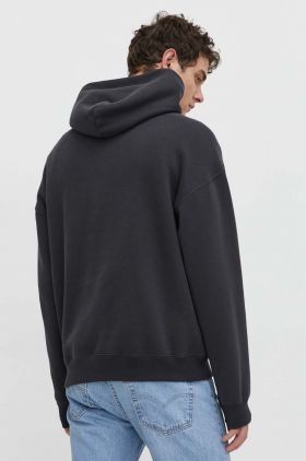 Abercrombie & Fitch bluza barbati, culoarea gri, cu glugă, cu imprimeu