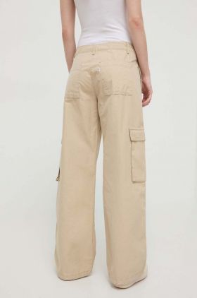 Levi's pantaloni BAGGY CARGO femei, culoarea bej, lat, high waist