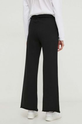 Sisley pantaloni de trening din bumbac culoarea negru, neted