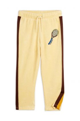 Mini Rodini pantaloni de bumbac pentru copii Tennis culoarea galben, cu imprimeu