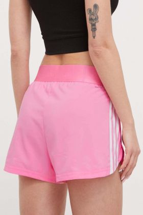 adidas Performance pantaloni scurți de antrenament Hyperglam culoarea roz, cu imprimeu, high waist IT4666