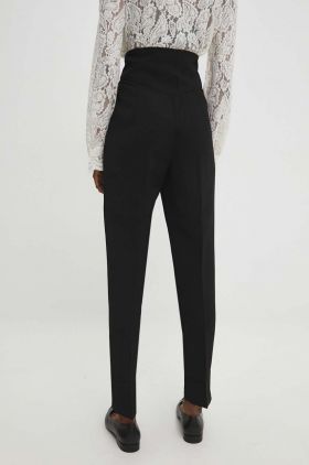 Answear Lab pantaloni femei, culoarea negru, fason chinos, high waist