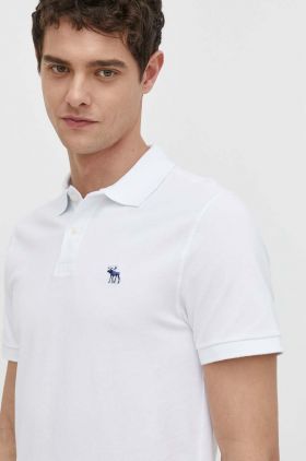 Abercrombie & Fitch tricou polo barbati, culoarea alb, neted