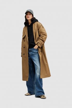 AllSaints palton de bumbac WYATT culoarea maro, de tranzitie