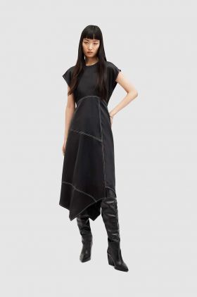 AllSaints rochie AGNES culoarea negru, maxi, evazati